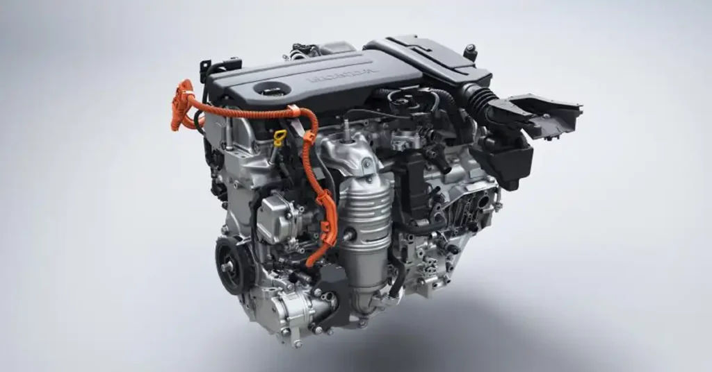 A detailed, high-angle, studio shot showcases a Porsche 911 Turbo S engine, likely a V8, against a plain, light gray background.